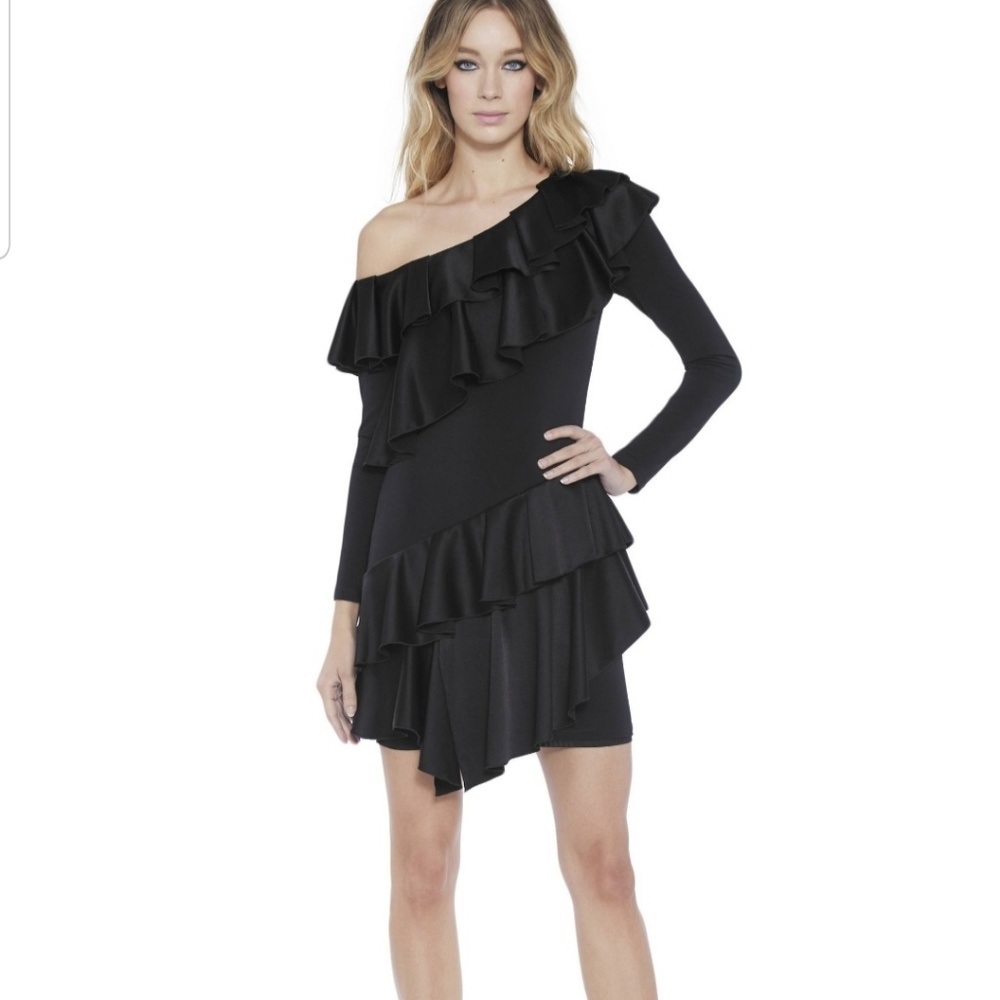 Alice + Olivia Izzy Ruffle One Shoulde…
